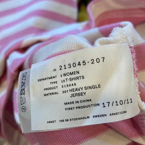 Arket T-shirt dress in pink and cream size small - Picture 10 of 11